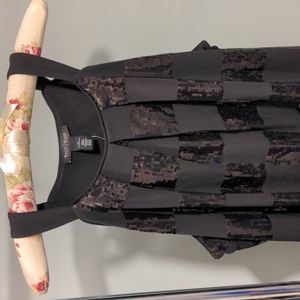 WHBM Black Checkered Sequins Halter Tunic